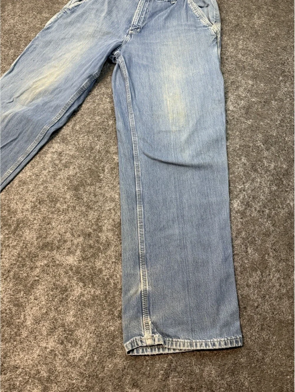 Carhartt Dungaree Fit Carpenter Jeans Mens 34x32 Light Wash Work Denim Pants